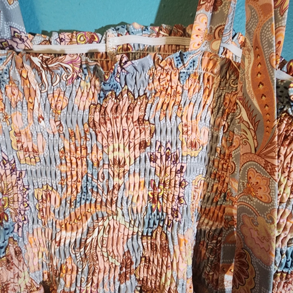 Smocked Tie-Strap Maxi Dress in Pastel Paisley - Picture 3 of 11